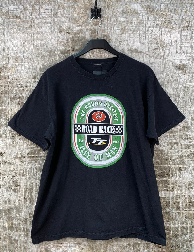 Mens Vintage The Isle Of Man TT Motorcycle Black T Shirt