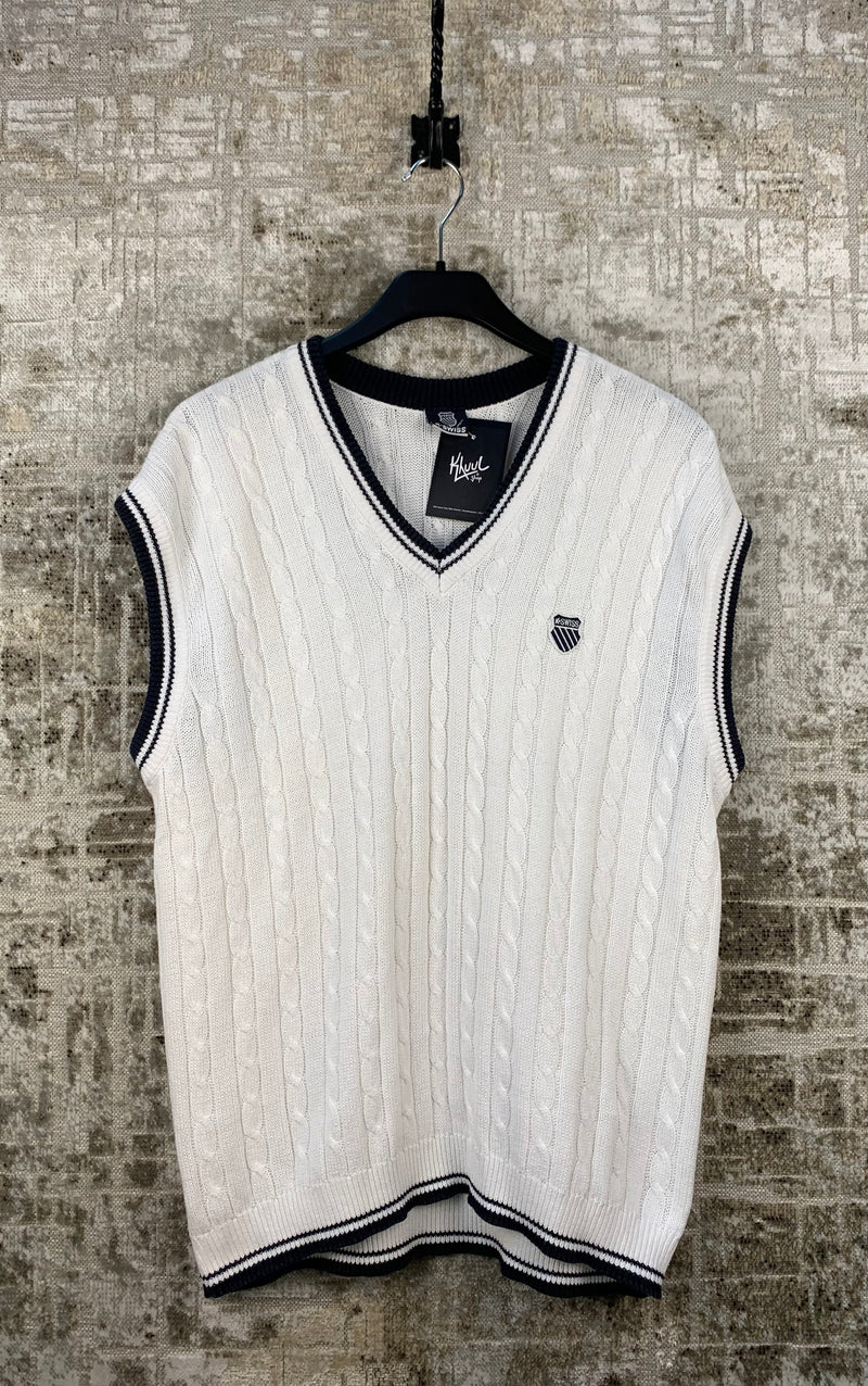 Men's Vintage K-Swiss White Knit Vest