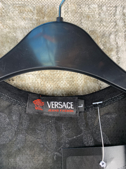 Womens Y2K Versace Black Medusa Rhinestone Tank Top