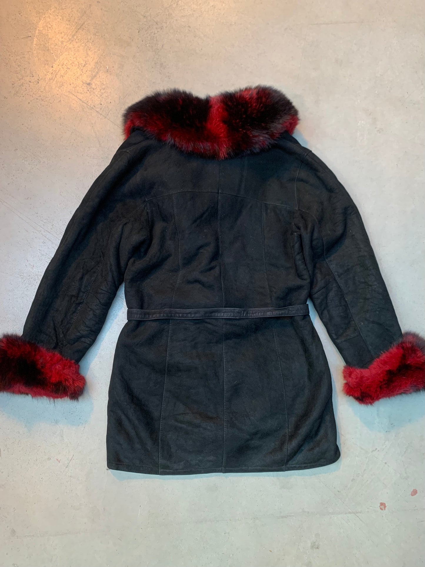 Y2K Women's Gothic Red Fur Detailed Coat