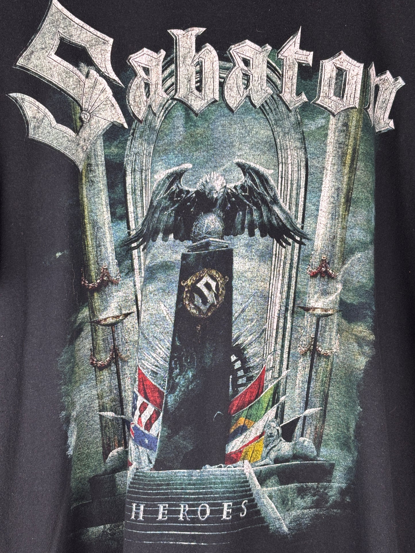 Men's Vintage Sabaton Heroes Album Black Graphic Band T-Shirt