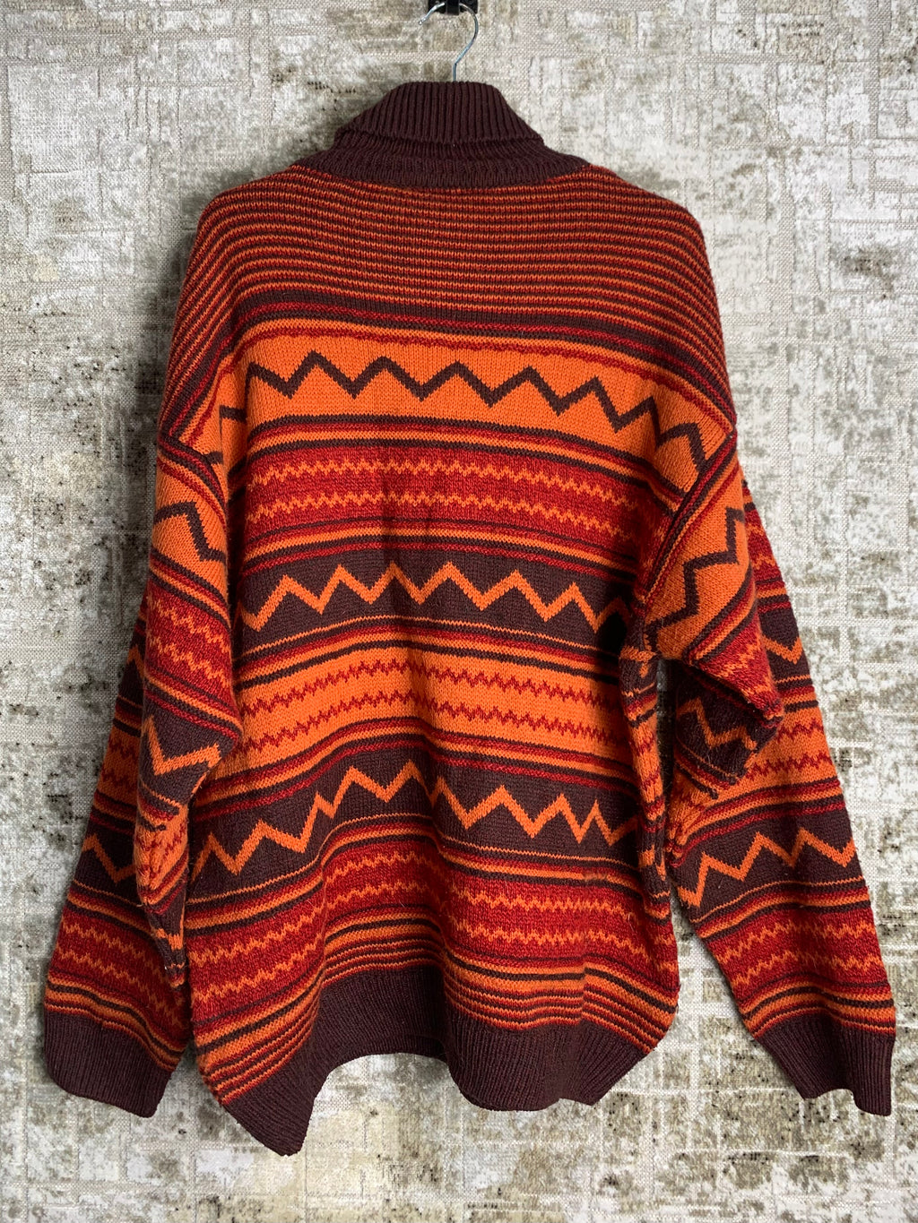 Vintage Zigzag Pattern Turtleneck Sweater