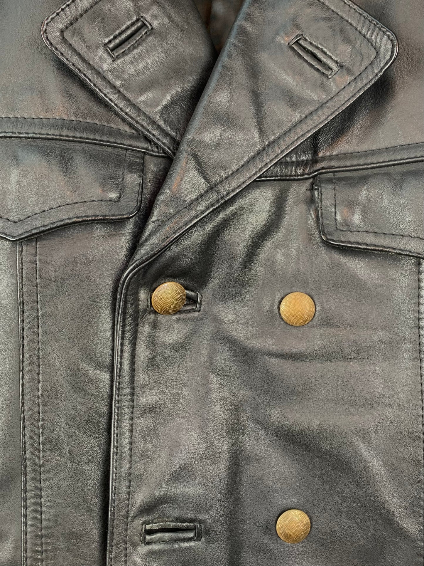 Mens Vintage Black Leather Coat