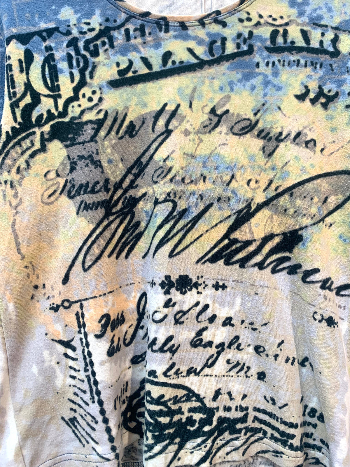 Pat Too Pat Y2K Script Print Long Sleeve Top