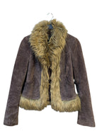 Vero Moda Y2K Faux Fur Trim Suede Jacket