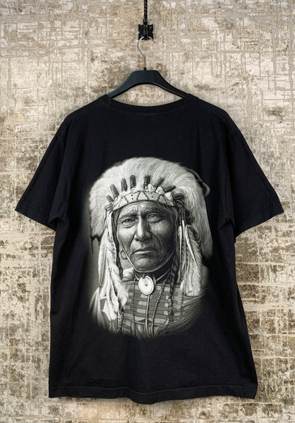 Mens Rockvolution Tribal Native Man Print Black T Shirt