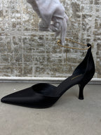 Ferragamo Dana Black Satin Pumps