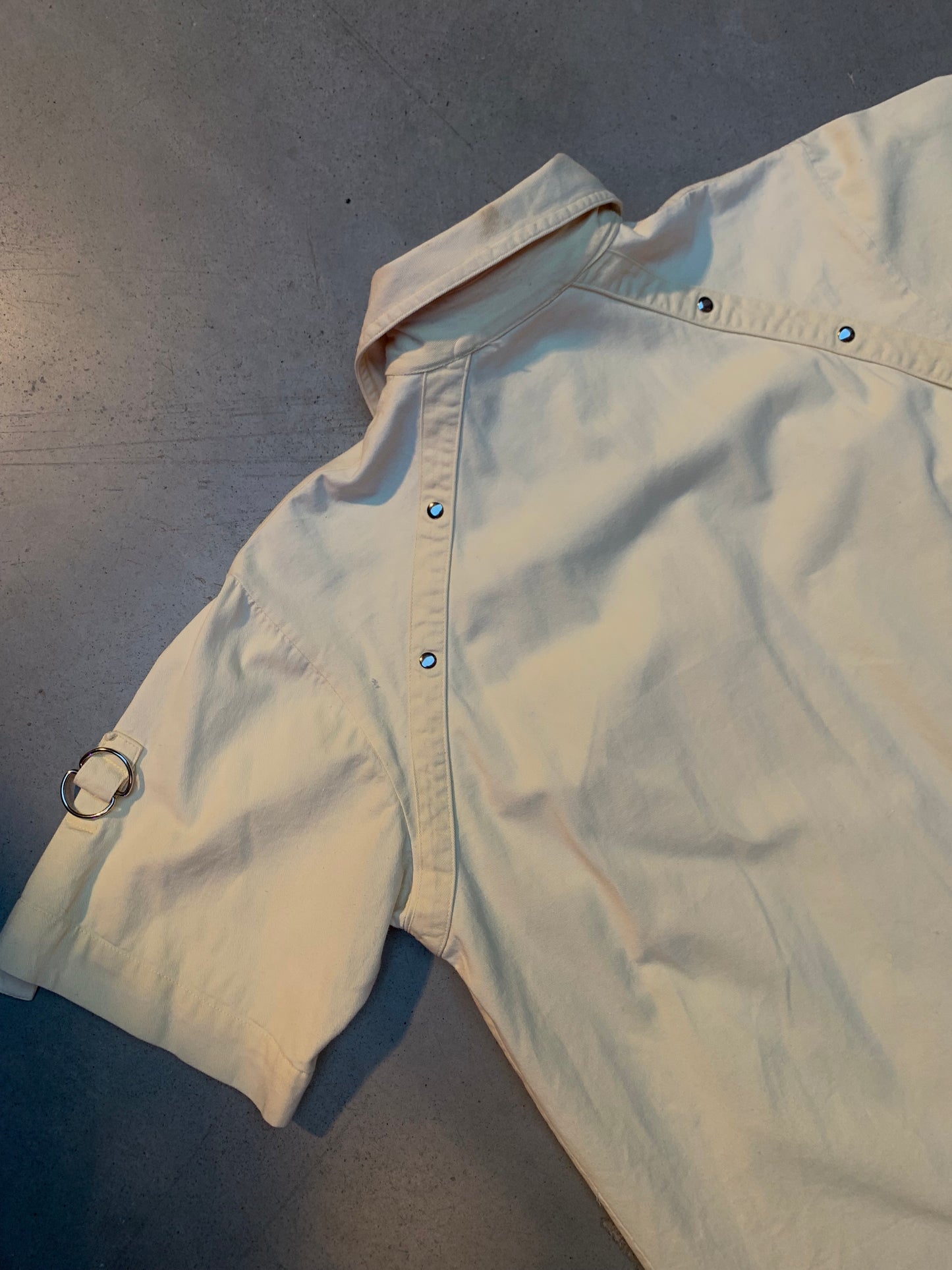 Y2K Light Yellow Short Sleeve Button-Up Shirt