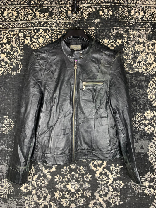 Women's Y2K Black Faux Leather Moto Jacket