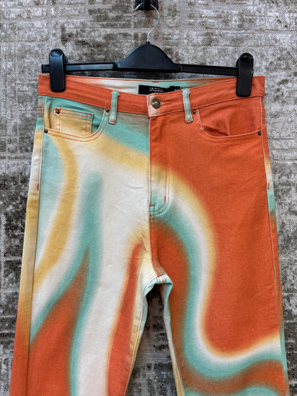 Jaded London Swirl Print Flare Jeans