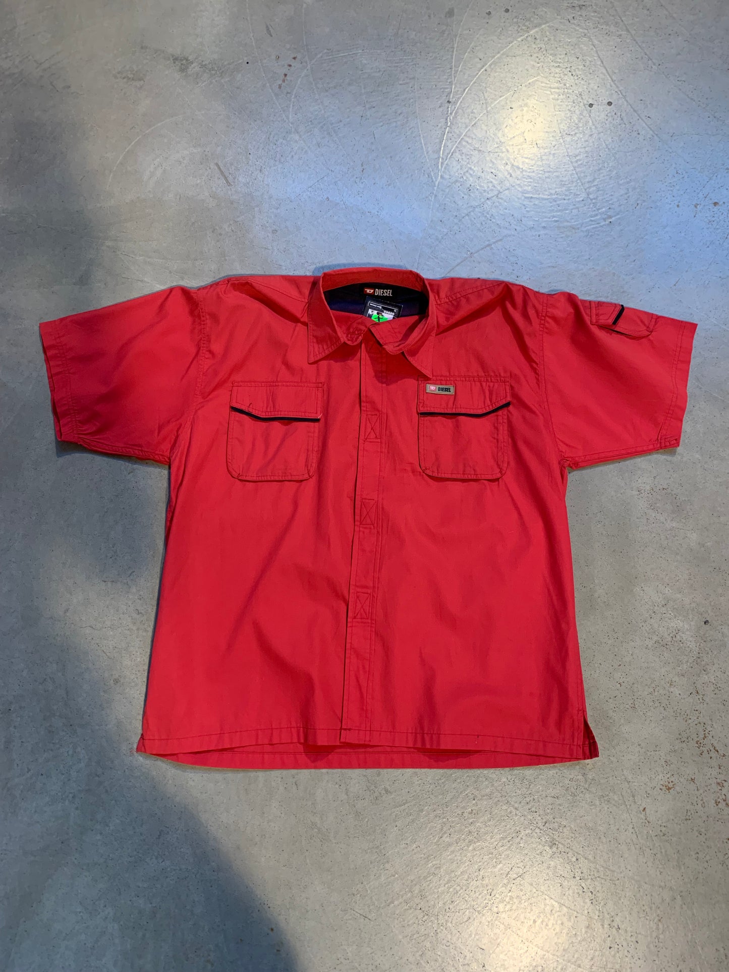 Diesel Vintage Red Short Sleeve Button-Up Shirt