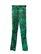 Green Leopard Print Skinny Pants