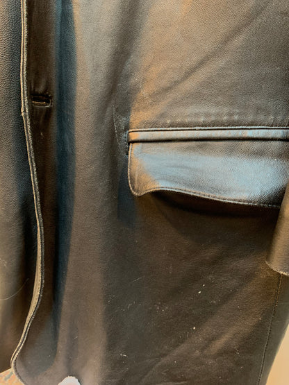 Black Leather Coat – Men’s XL
