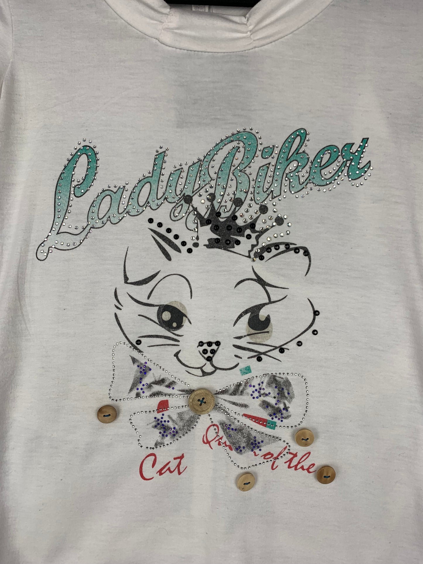 Y2K Women's White Lady Biker Iced Out T-Shirt