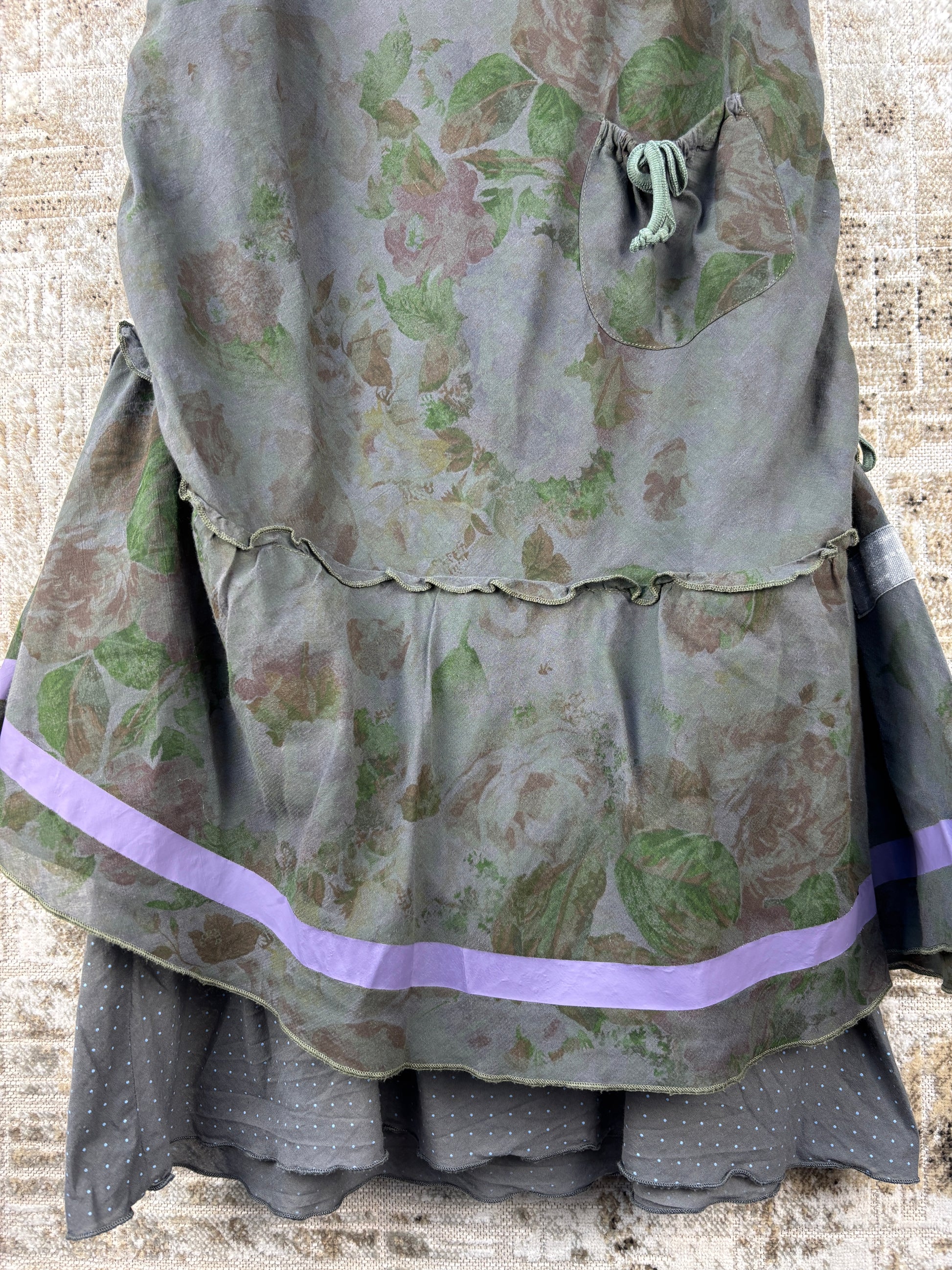 Womens Vintage Cop Copine Green Floral Slip Dress – Khuul