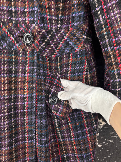 Women’s Vintage Esprit Multicolor Checkered Wool Coat