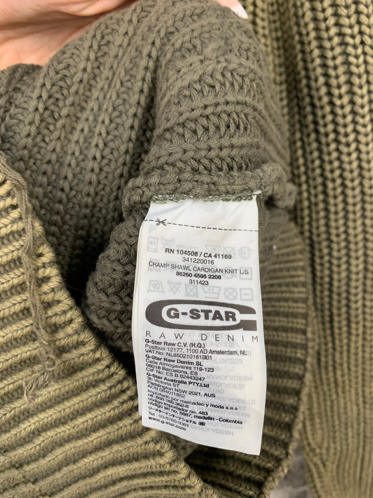 Men's G-Star Raw Green Knit Cardigan