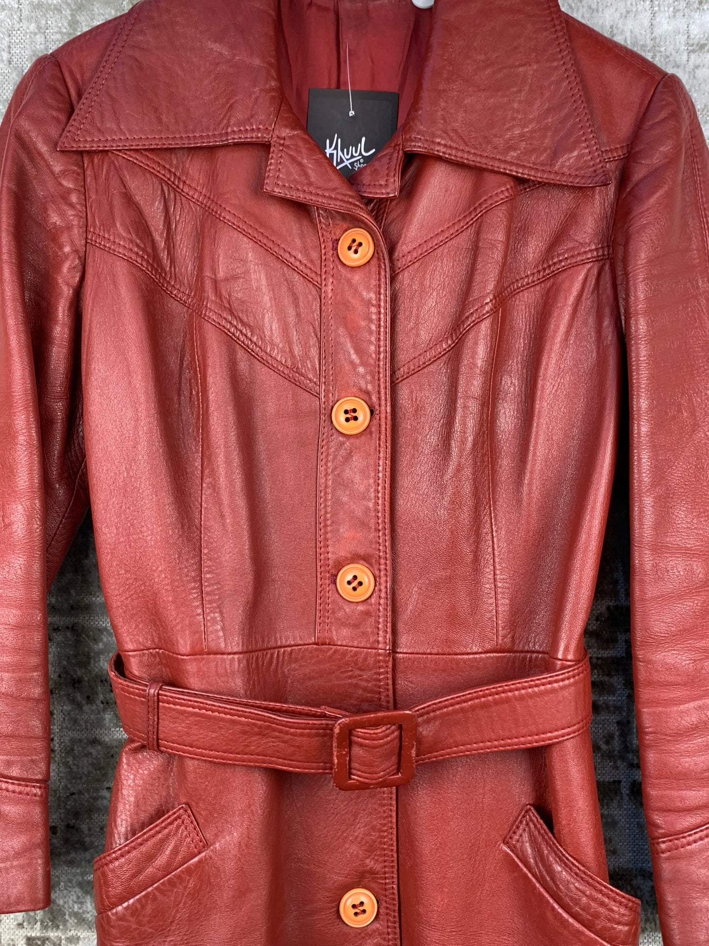 Womens Red Leather Coat