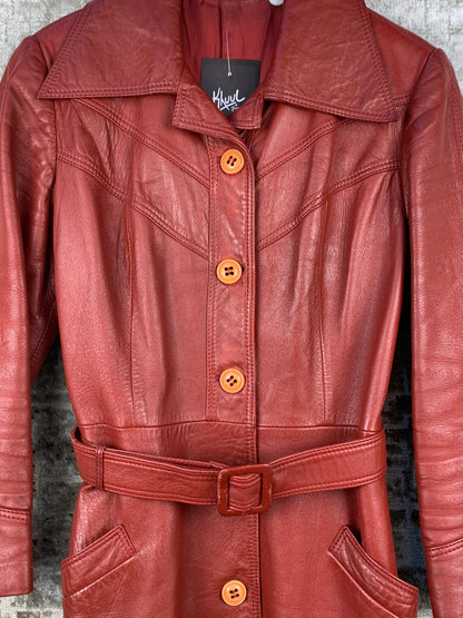 Womens Red Leather Coat
