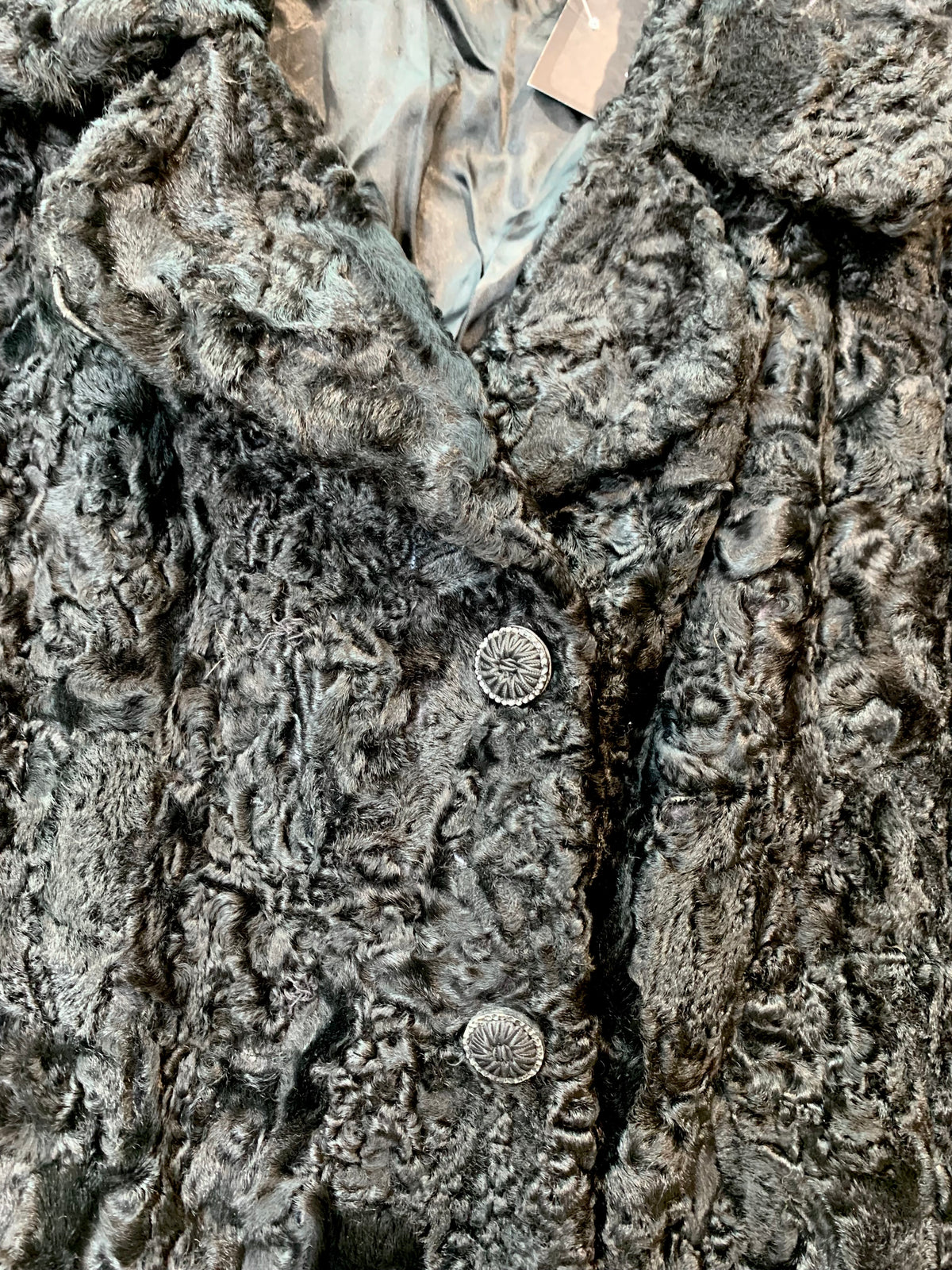 Vintage Black Persian Lamb Fur Longline Coat