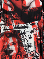 Womens Y2K Red Black Graphic Guess Long Sleeve Top
