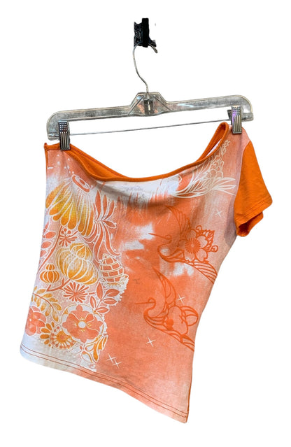 Y2K Orange Floral Off-Shoulder Top