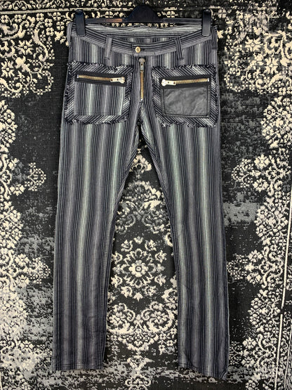 Unisex Vintage Black Gray Striped Jeans