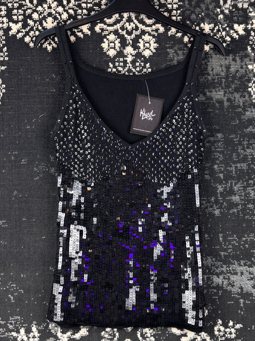 Women's Y2K Black Beaded Tank Top