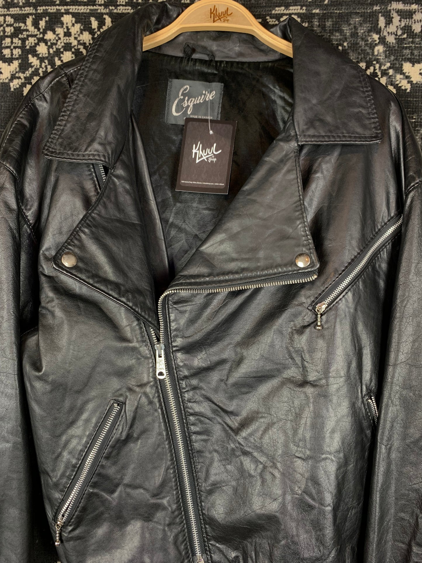 Men's Vintage Esquire Black Leather Motorcycle Jacket