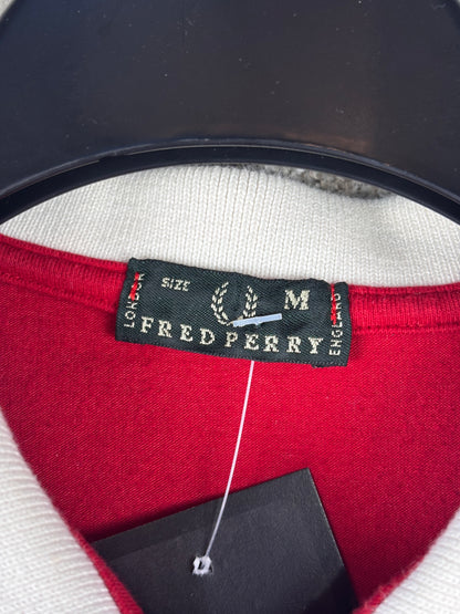 Women's Fred Perry Red Polo Shirt Classic Logo Embroidered Cotton Top