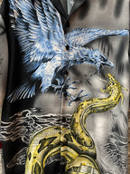 Mens Y2K Eagle Snake Print Button Up Shirt