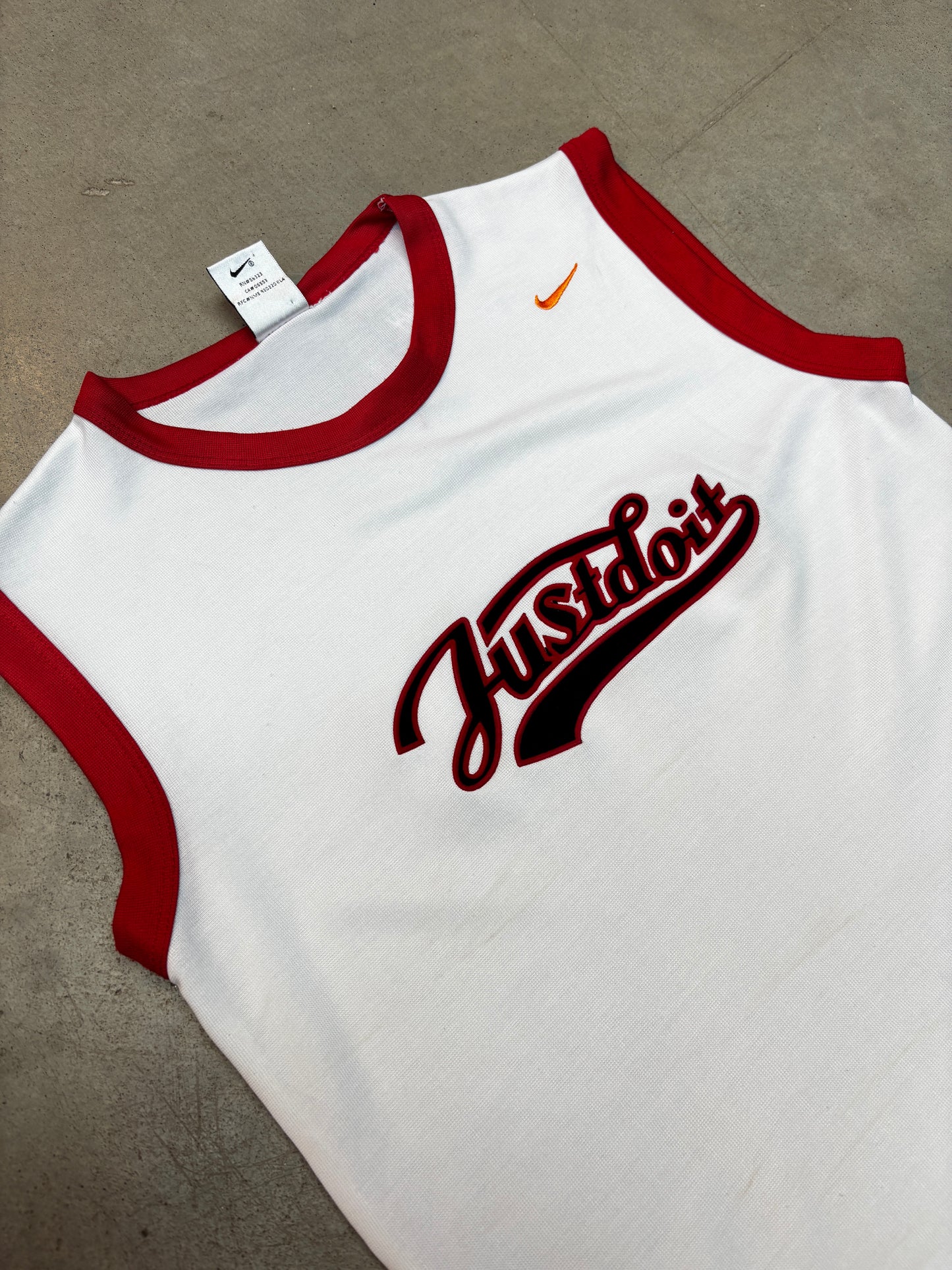 Nike Justdoit White and Red Basketball Jersey