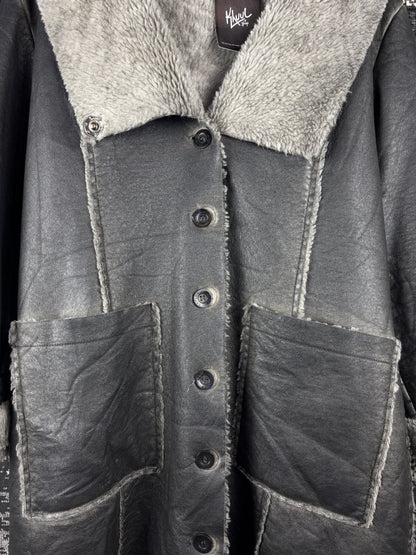 Womens Y2K Luana Faux Leather Faux Button Up Coat