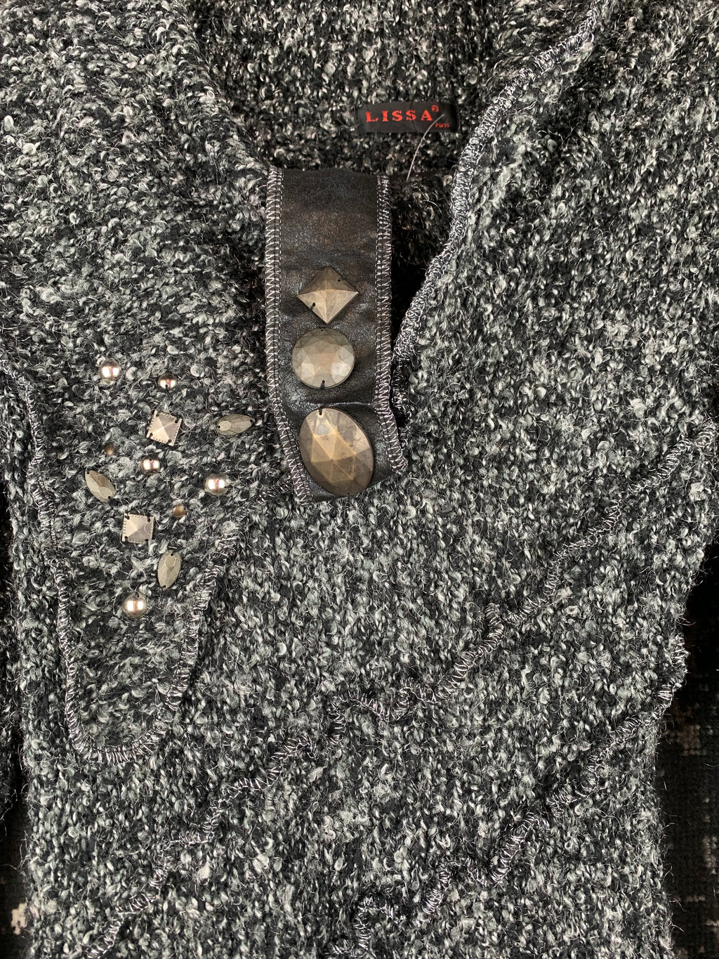 Women's Vintage LISSA Gray Black Knitted Sweater