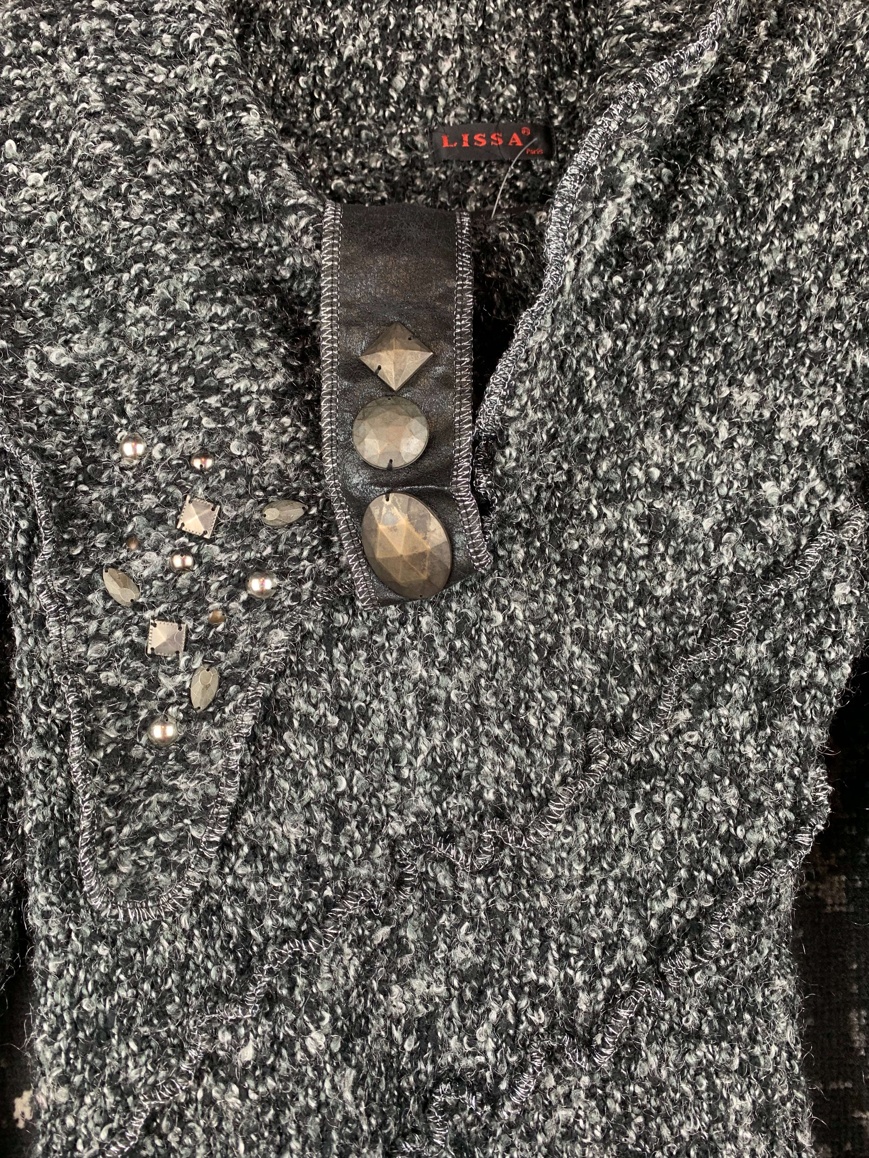 Women's Vintage LISSA Gray Black Knitted Sweater