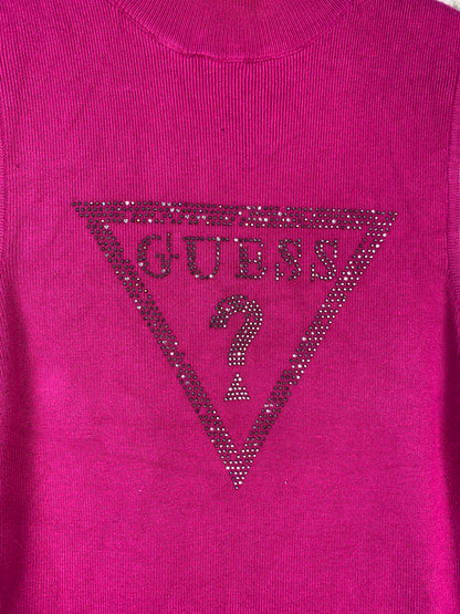 Women's Y2K Guess Pink Turtleneck Sleeveless Top