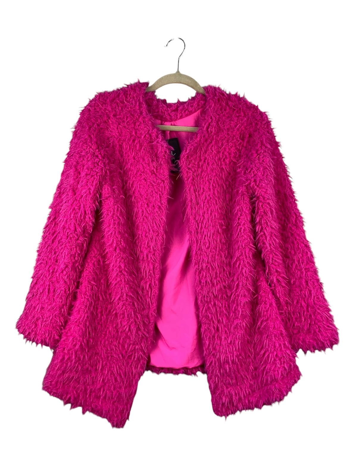 Women's Bright Pink Fluffy Jacket