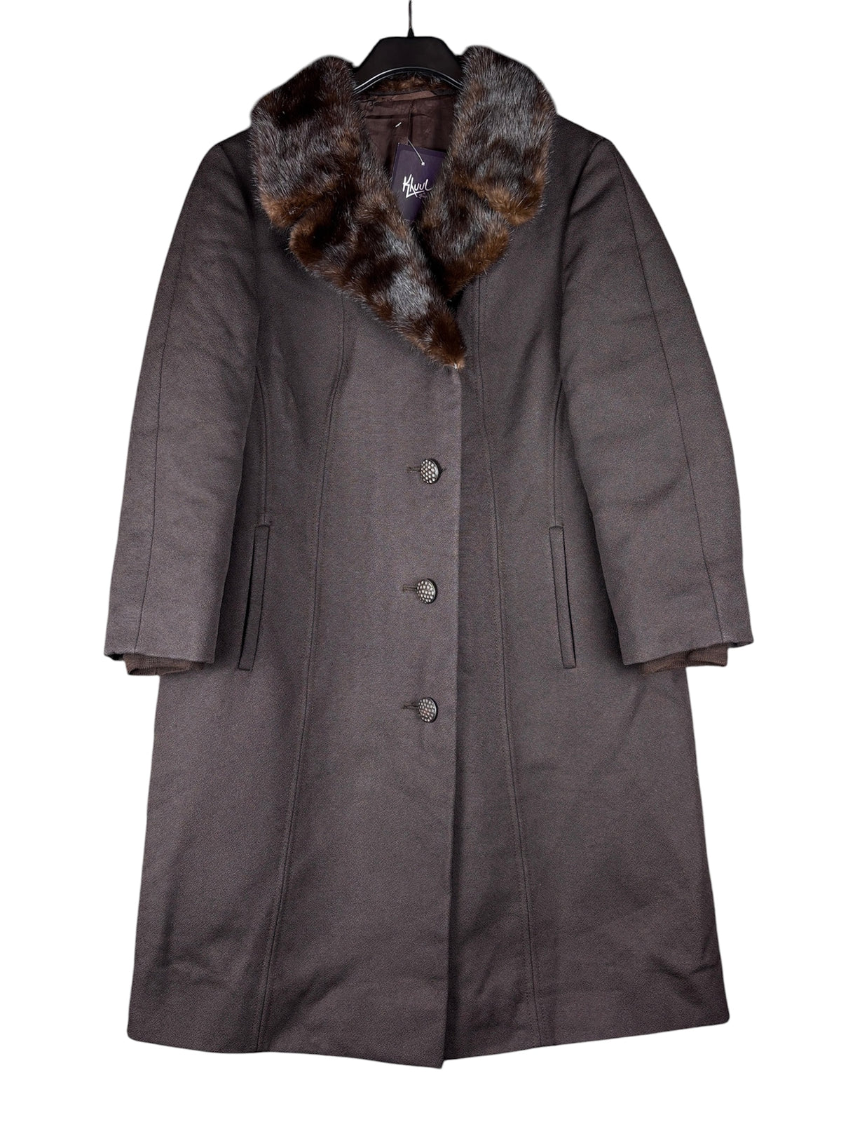 Women's Vintage Dark Brown Wool Blend Coat