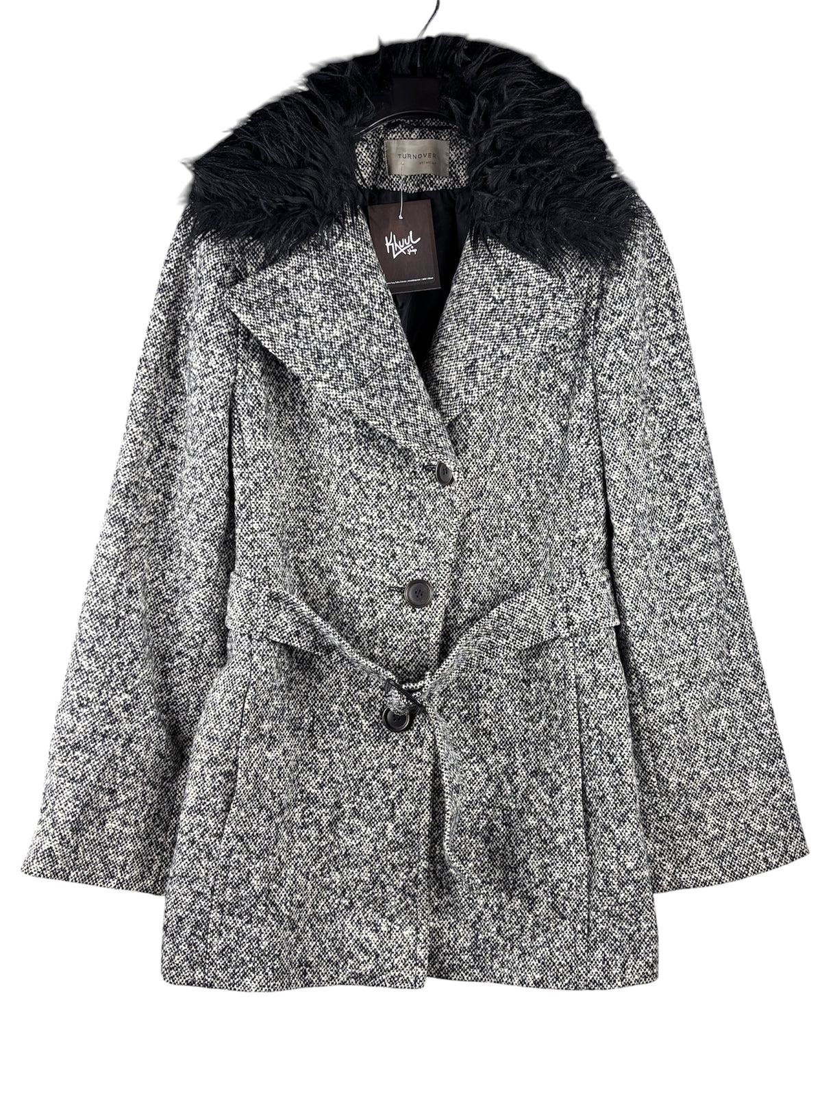 Women's Vintage Y2K Black White Wool Coat