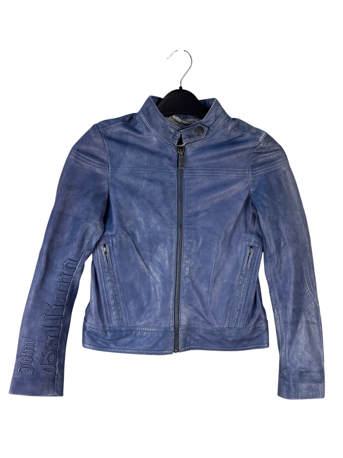 Kids Vintage John Galliano Blue Leather Jacket
