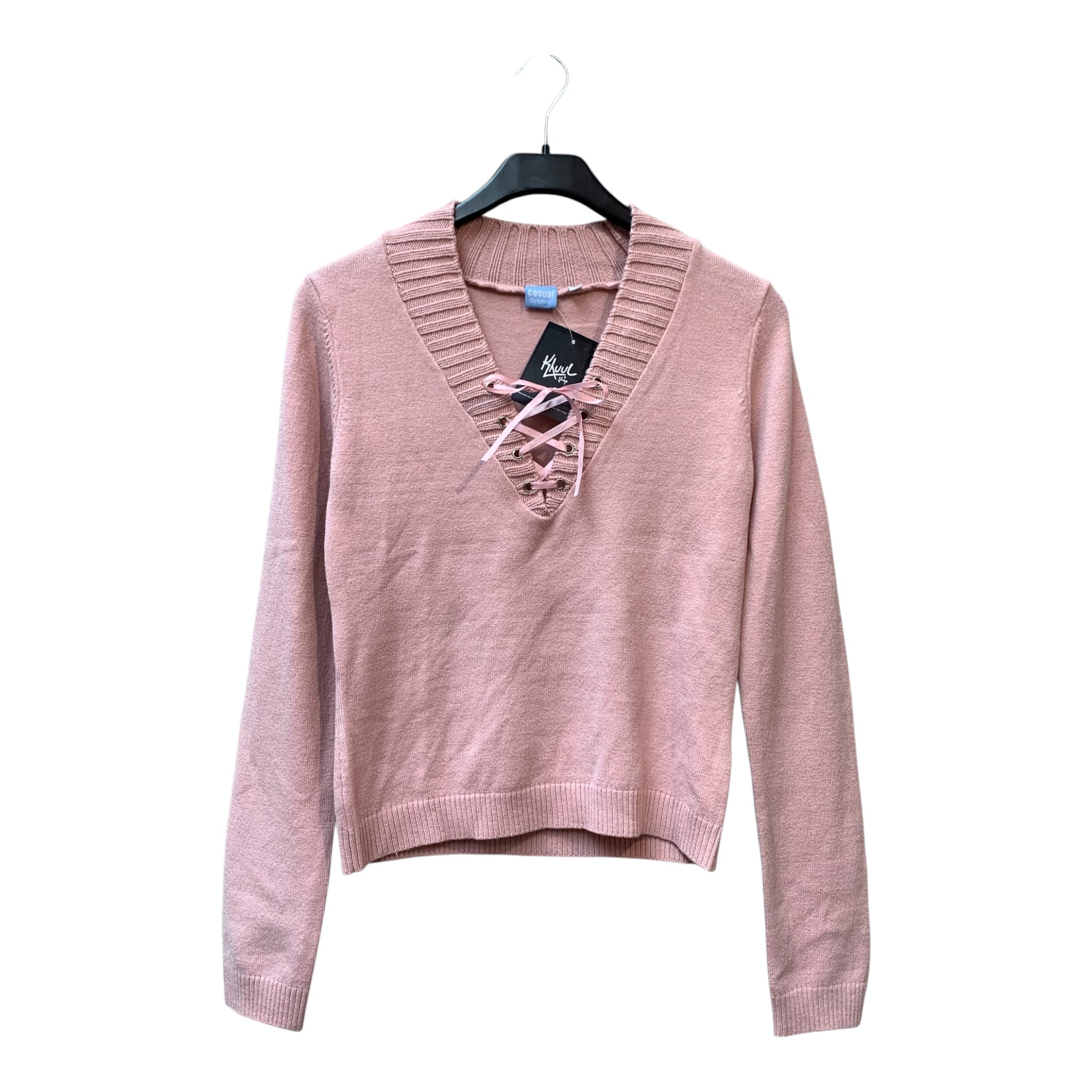 Casual by Halens Lace-Up V-Neck Sweater