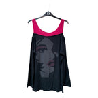 Y2K Halftone Face Graphic Off-Shoulder Top
