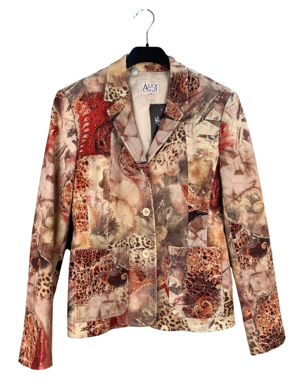Women's Vintage Abstract Animal Print Patterned Blazer