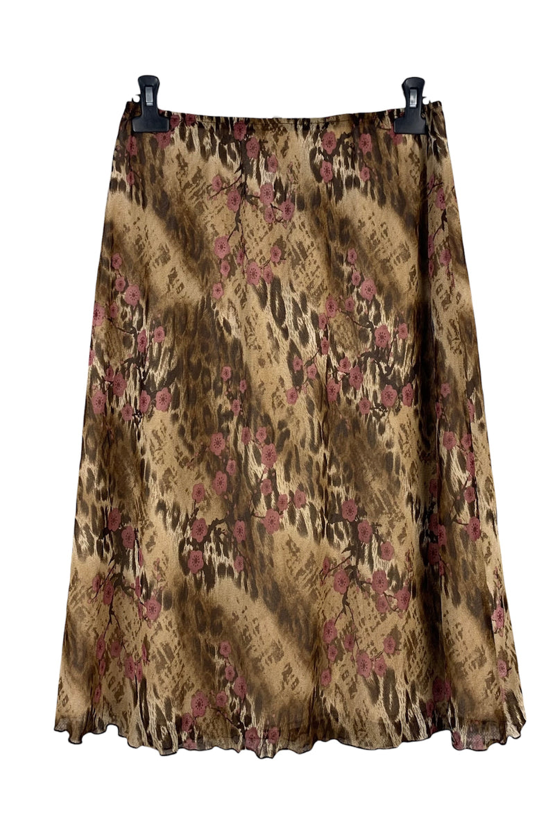 Women's Vintage Patterned Mesh Long Skirt
