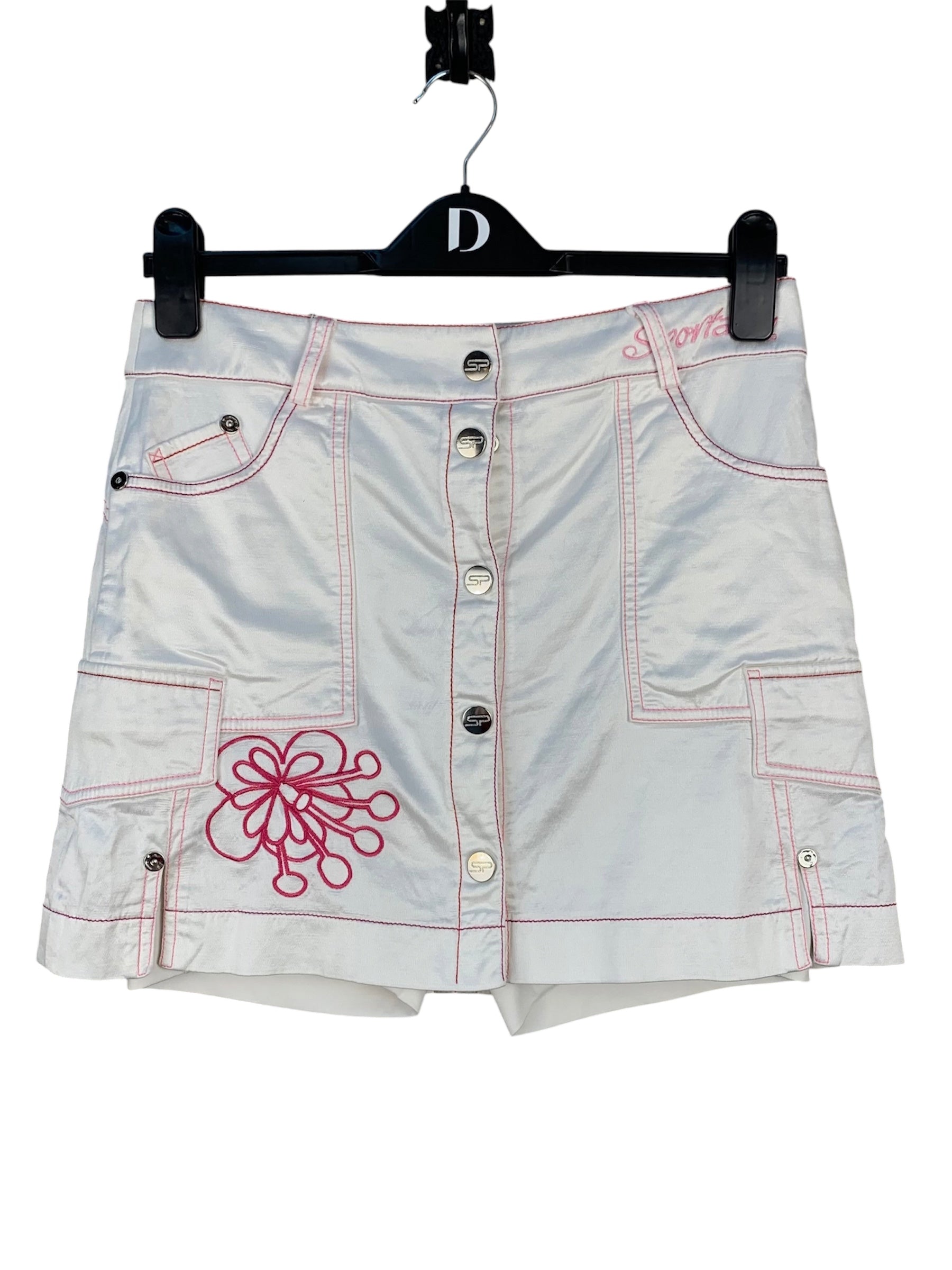 Womens Y2K White with Pink Flower Design Sport
