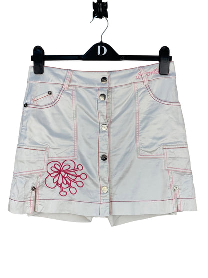 Womens Y2K White with Pink Flower Design Sport