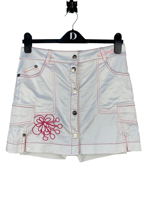 Womens Y2K White with Pink Flower Design Sport
