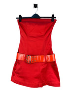 Womens Y2K Vintage Red Strapless Mini Dress