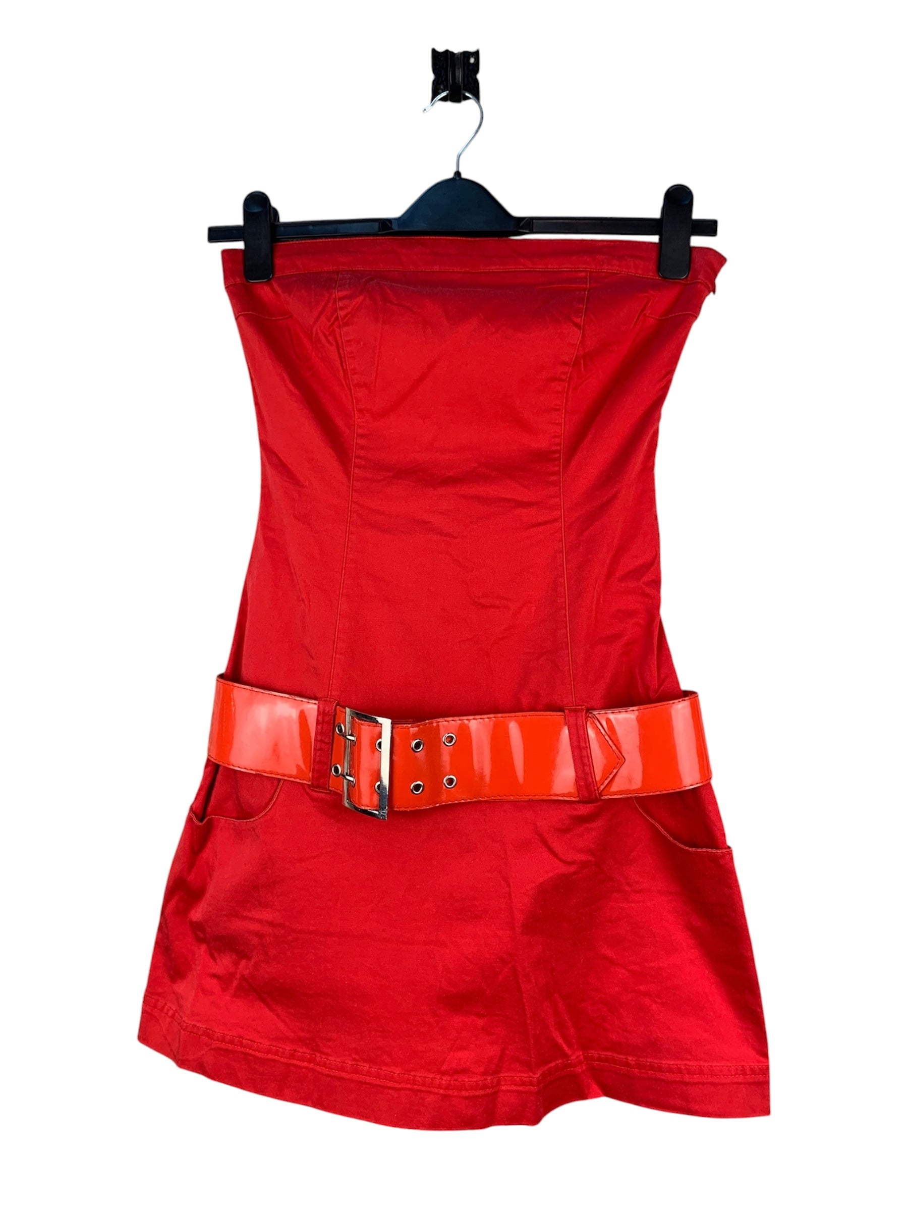 Womens Y2K Vintage Red Strapless Mini Dress