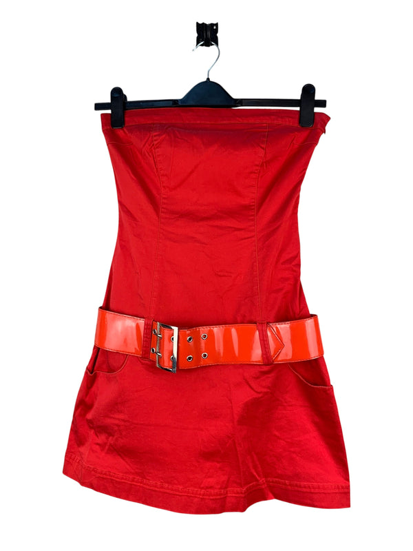 Womens Y2K Vintage Red Strapless Mini Dress